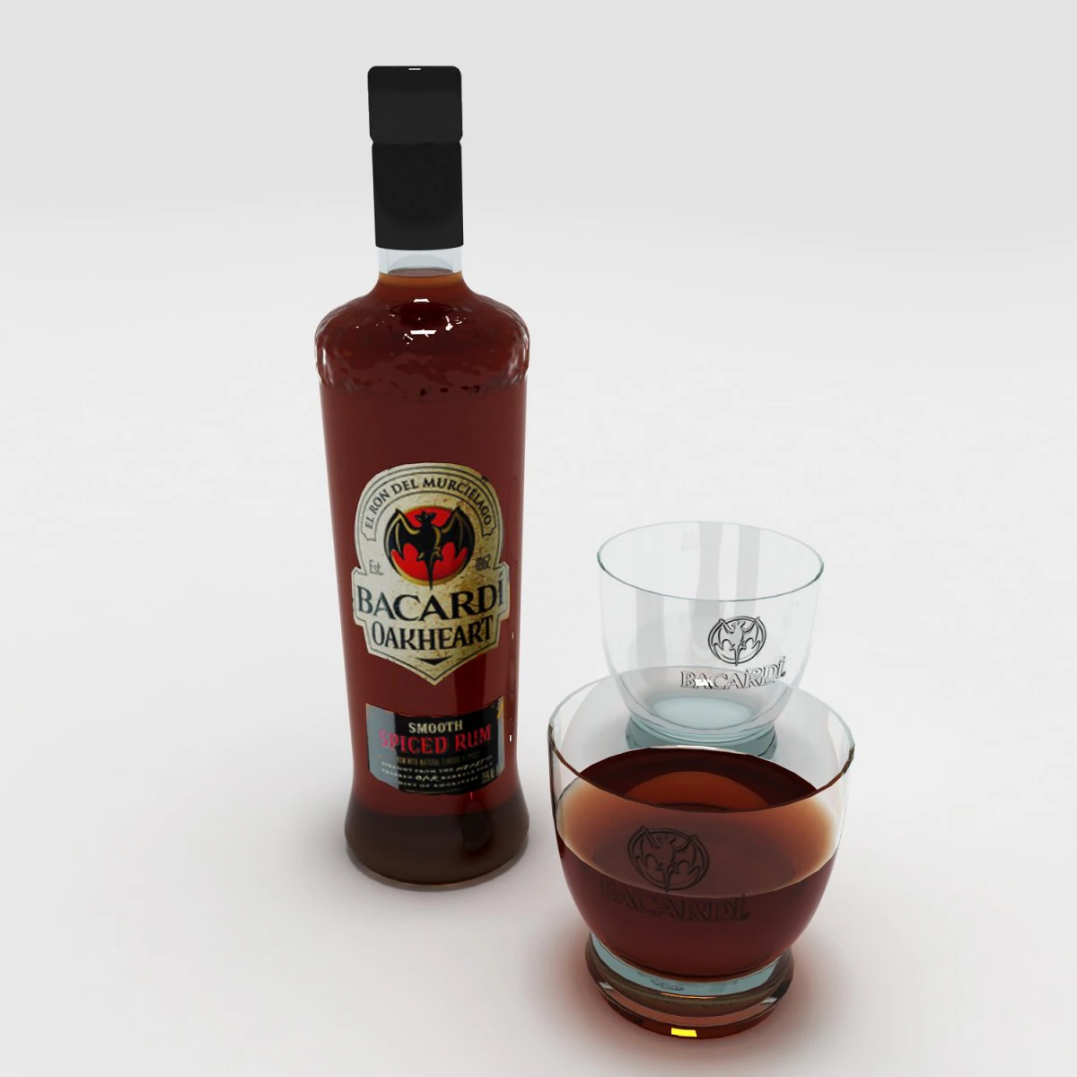 garrafa de bacardi Modelo 3D .c4d .max .obj .3ds .fbx .stl .blend 