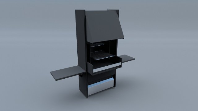 modern grill with fireplace 01 3D Model .c4d .max .obj .3ds .fbx .stl .blend