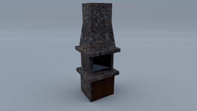 stone grill with fireplace 02 3D Модель .c4d .max .obj .3ds .fbx .stl .blend 