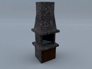 grill en pierre avec cheminée 02 Modèle 3D