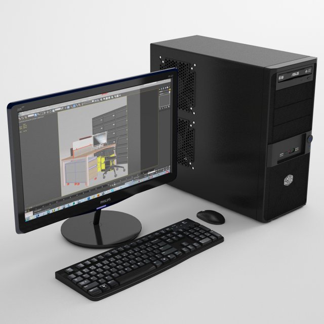 personal computer Model 3D .c4d .max .obj .3ds .fbx .stl .blend 