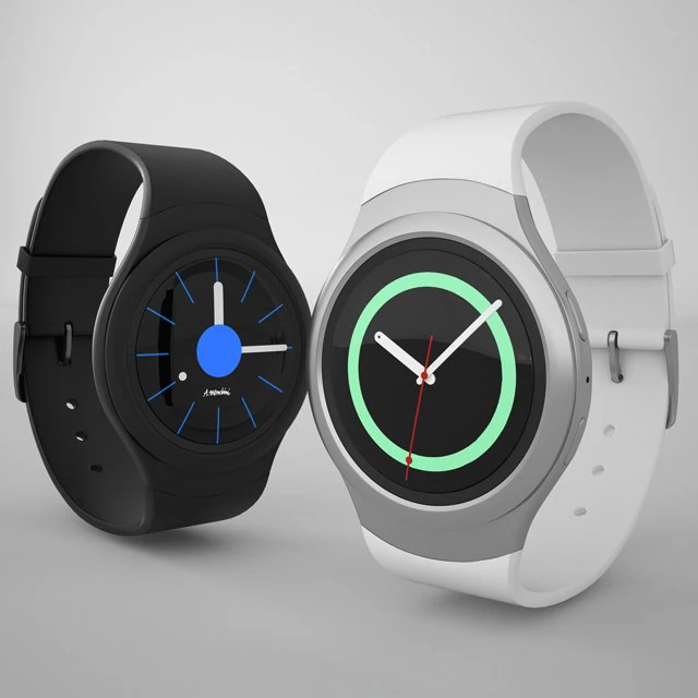 samsung gear s2 silver black clock 3D Model .c4d .max .obj .3ds .fbx .stl .blend 