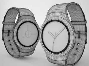 samsung gear s2 silver black clock 3D Model