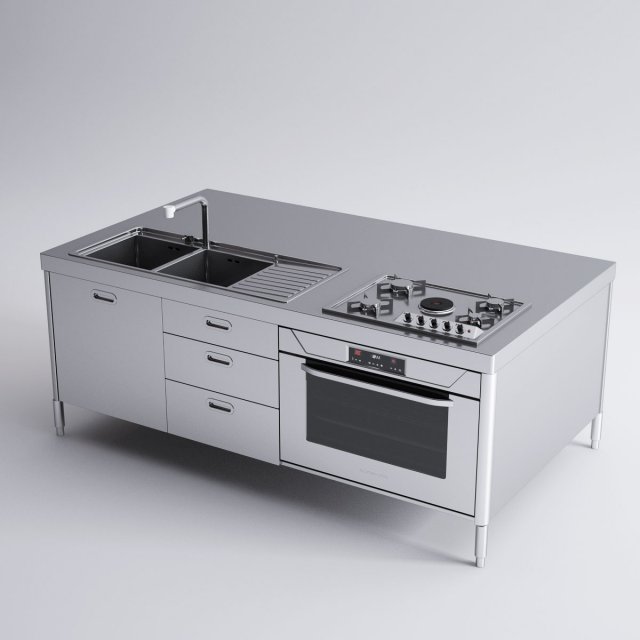 alpes inox kitchen island 3D-Modell .c4d .max .obj .3ds .fbx .stl .blend 