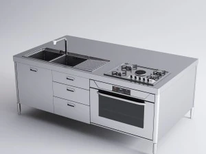 ilha de cozinha alpes inox Modelo 3D