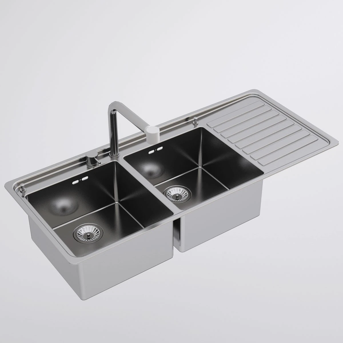 alpes inox kitchen sink 3D Model .c4d .max .obj .3ds .fbx .stl .blend 