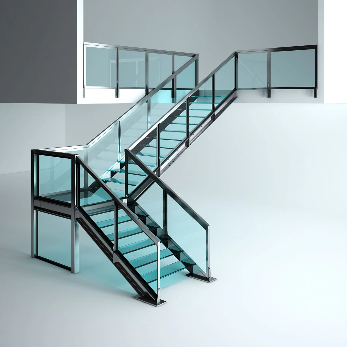 office glass staris 3D Model .c4d .max .obj .3ds .fbx .stl .blend