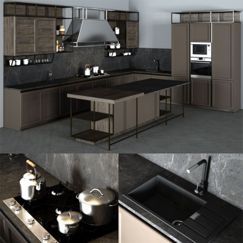 frame snaidero kitchen furniture 3D 모델 .c4d .max .obj .3ds .fbx .stl .blend 