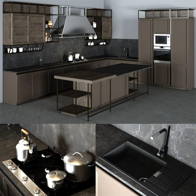 frame snaidero kitchen furniture 3D Model .c4d .max .obj .3ds .fbx .stl .blend 