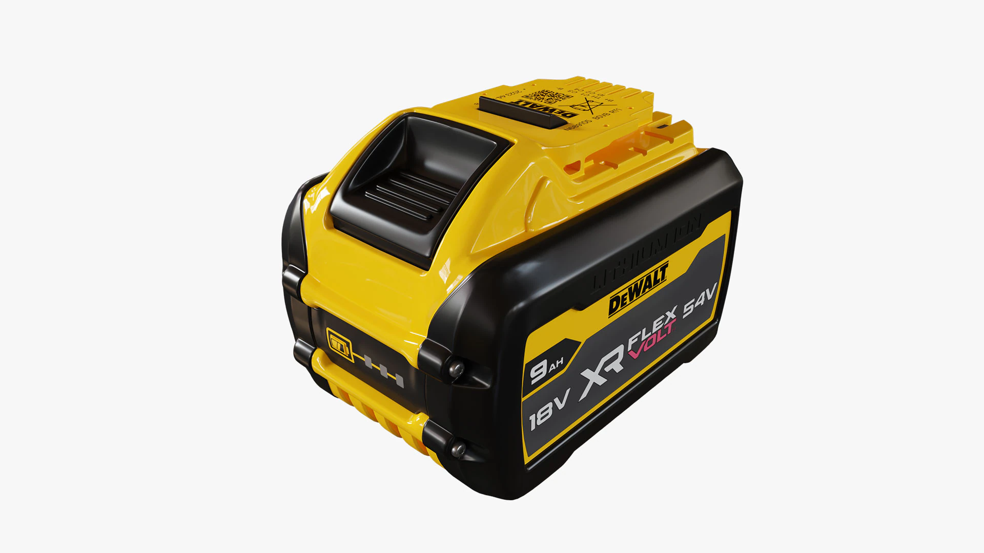 DeWalt 9Ah Lithium Ion Battery 3D Model .c4d .max .obj .3ds .fbx .stl .blend