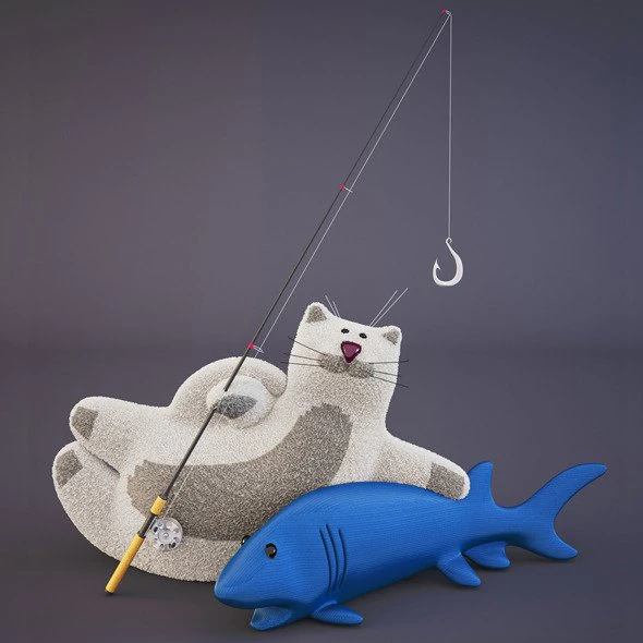 fish and cat toys 3D Model .c4d .max .obj .3ds .fbx .stl .blend 