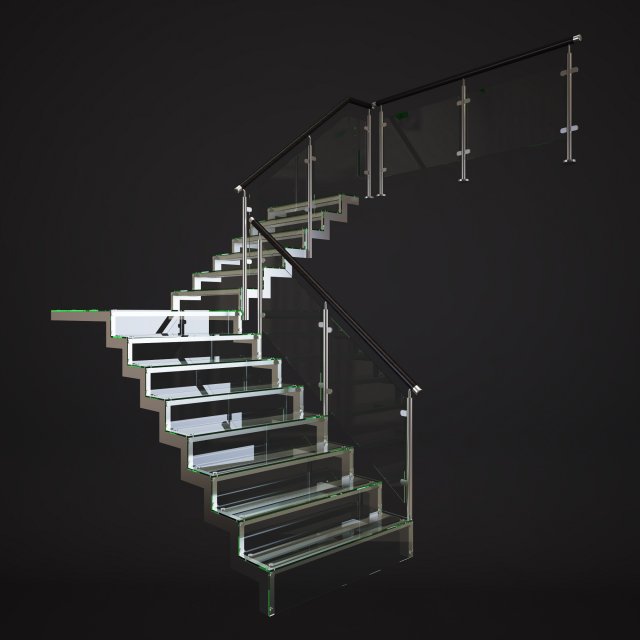 glass stairs Model 3D .c4d .max .obj .3ds .fbx .stl .blend 