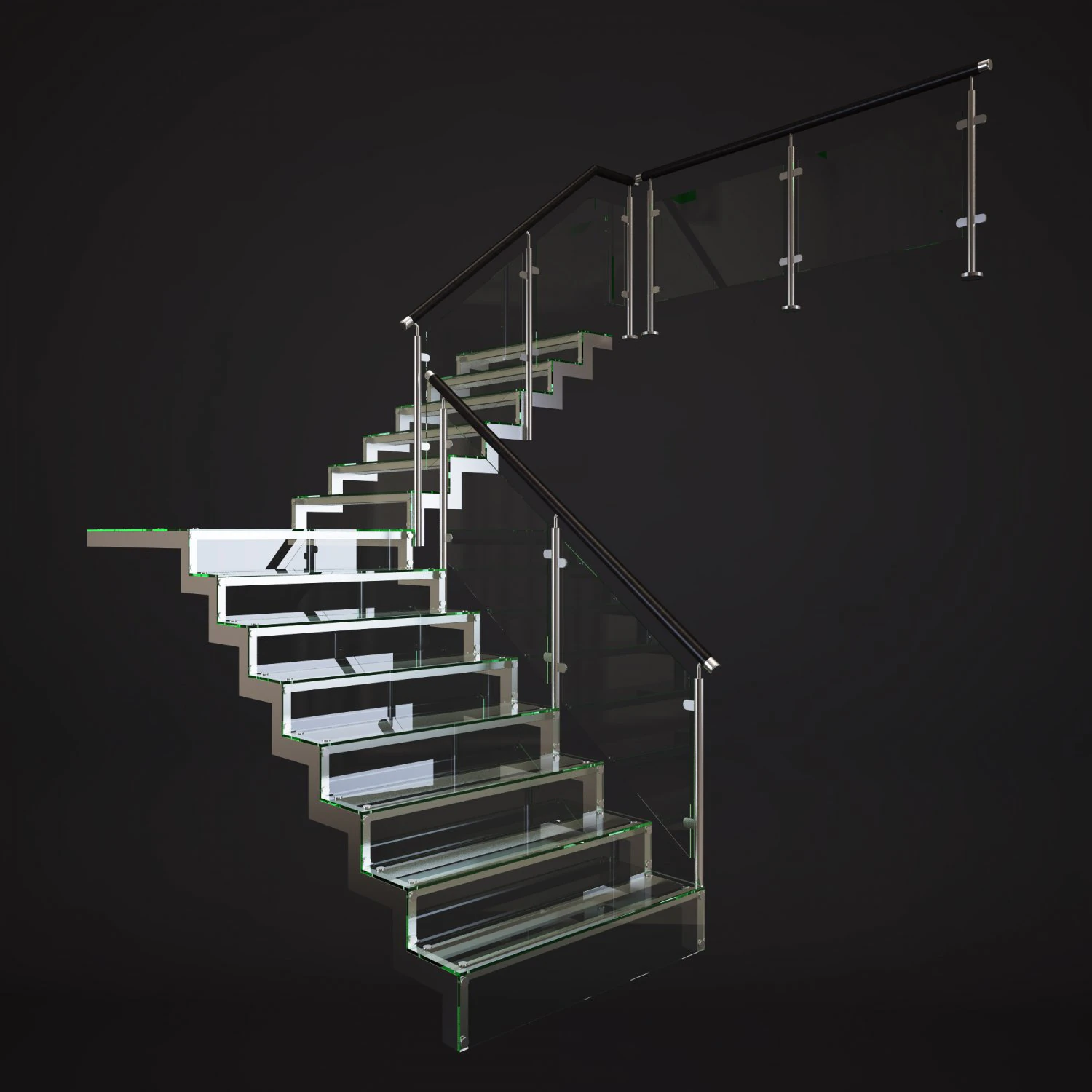 glass stairs 3D Model .c4d .max .obj .3ds .fbx .stl .blend 