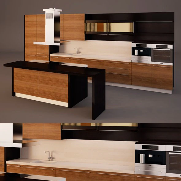 kitchen set 3D Model .c4d .max .obj .3ds .fbx .stl .blend 