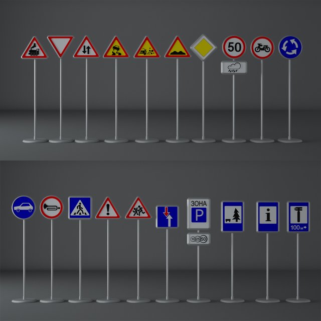 road signs 3D Model .c4d .max .obj .3ds .fbx .stl .blend