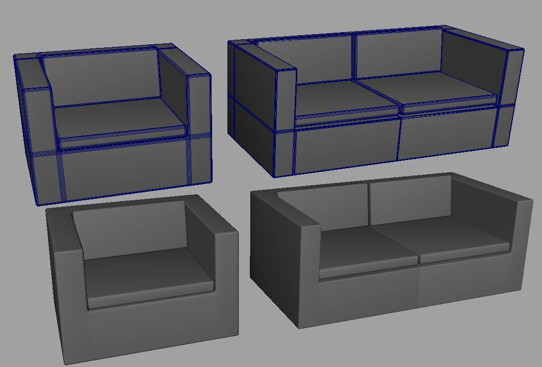 소파 3D 모델 .c4d .max .obj .3ds .fbx .stl .blend