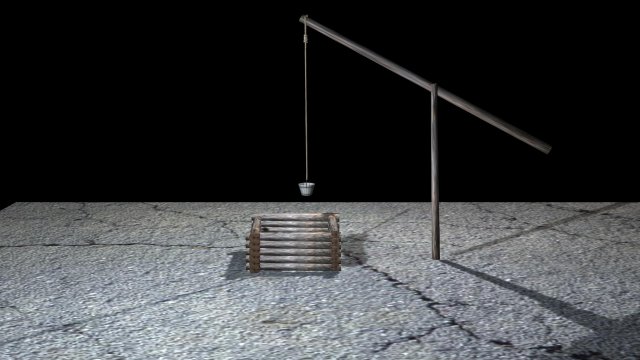 wooden well Model 3D .c4d .max .obj .3ds .fbx .stl .blend