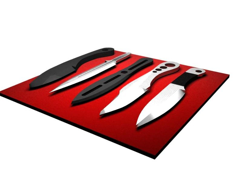 throwing knives set 3D Model .c4d .max .obj .3ds .fbx .stl .blend 