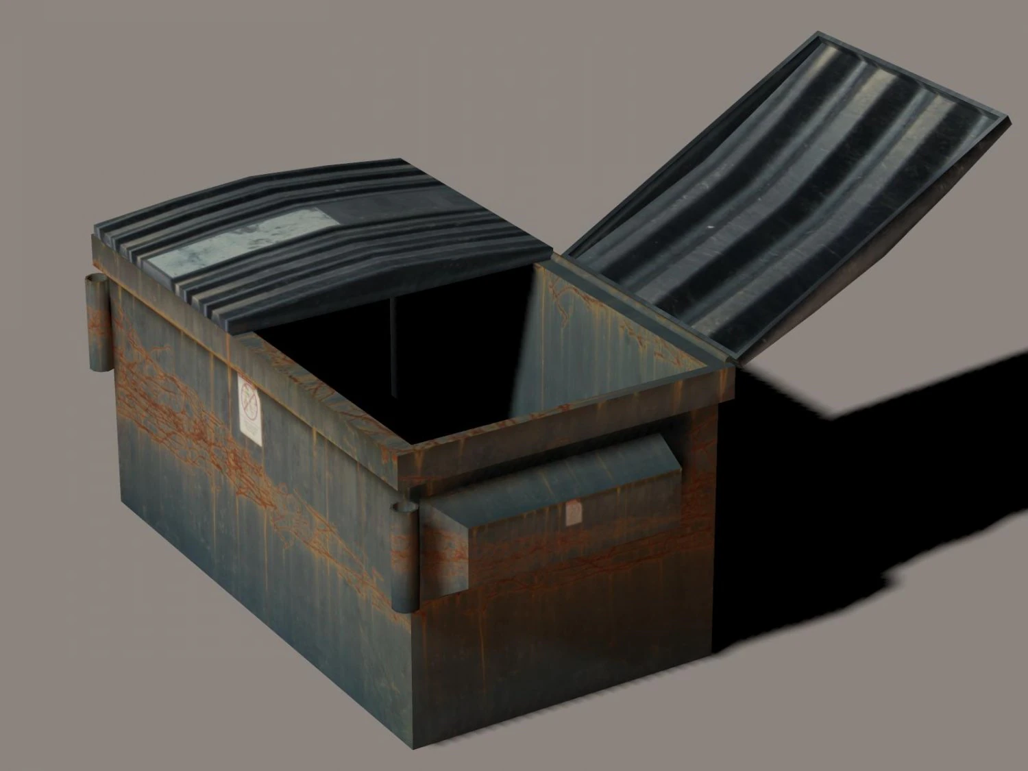 rusty dumpster 1 3D Model .c4d .max .obj .3ds .fbx .stl .blend 