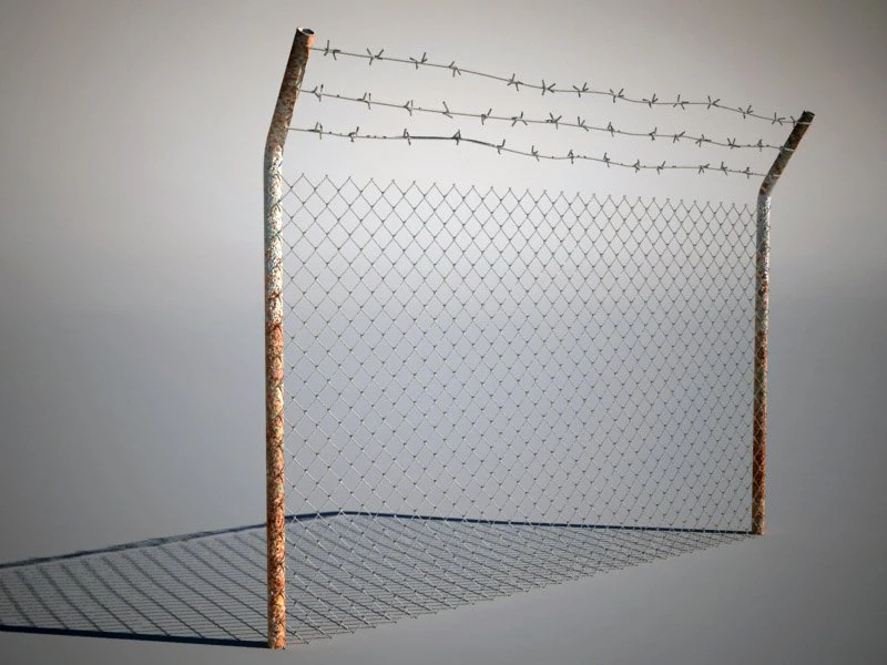 fence with barbed wire 3D Model .c4d .max .obj .3ds .fbx .stl .blend 
