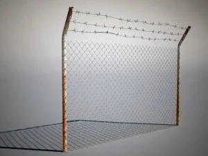 забор с колючей проволокой 3D Модель