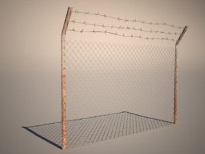 fence with barbed wire 3D 模型
