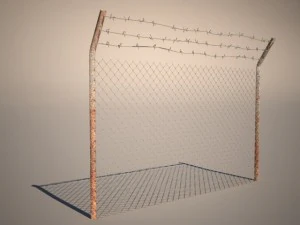 fence with barbed wire 3D Model