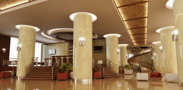 lobby 21 3D Модель .c4d .max .obj .3ds .fbx .stl .blend 