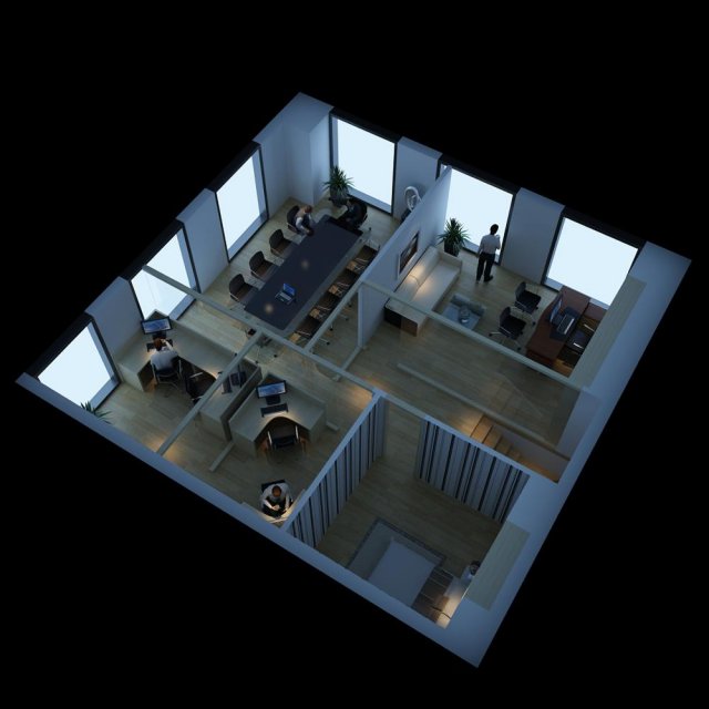 office space 65 3D Модель .c4d .max .obj .3ds .fbx .stl .blend