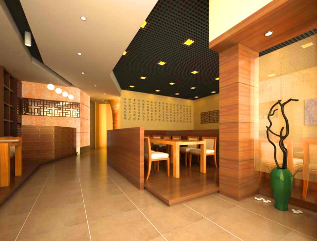 restaurant space 010 Model 3D .c4d .max .obj .3ds .fbx .stl .blend 