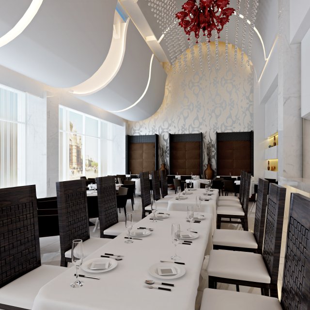 restaurant space 015 3D Модель .c4d .max .obj .3ds .fbx .stl .blend 