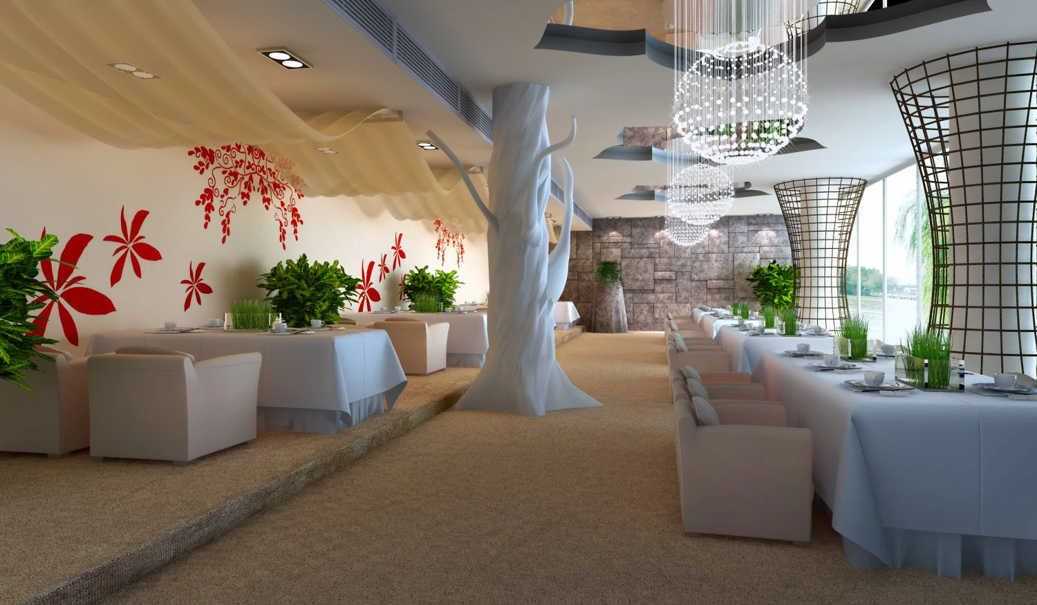 restaurant space 017 3D Model .c4d .max .obj .3ds .fbx .stl .blend 