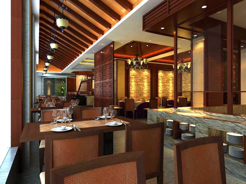 restaurant space 024 3D Model .c4d .max .obj .3ds .fbx .stl .blend