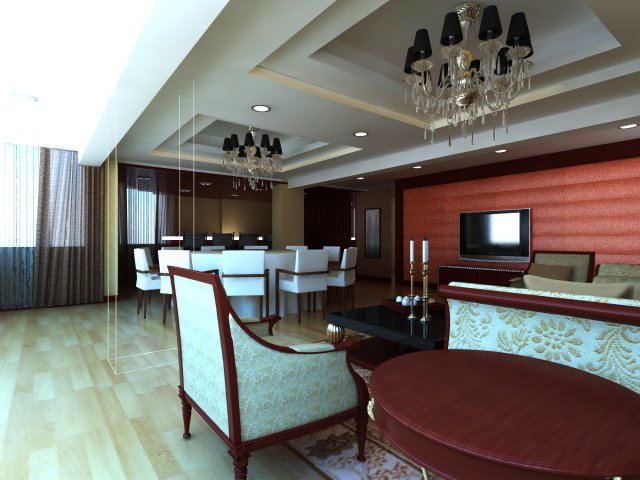 restaurant space 124 3D 模型 .c4d .max .obj .3ds .fbx .stl .blend 
