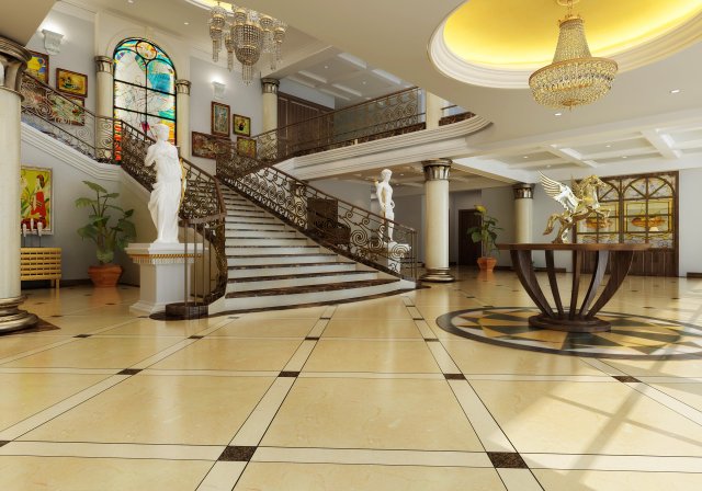 lobby space 003 3D Модель .c4d .max .obj .3ds .fbx .stl .blend 