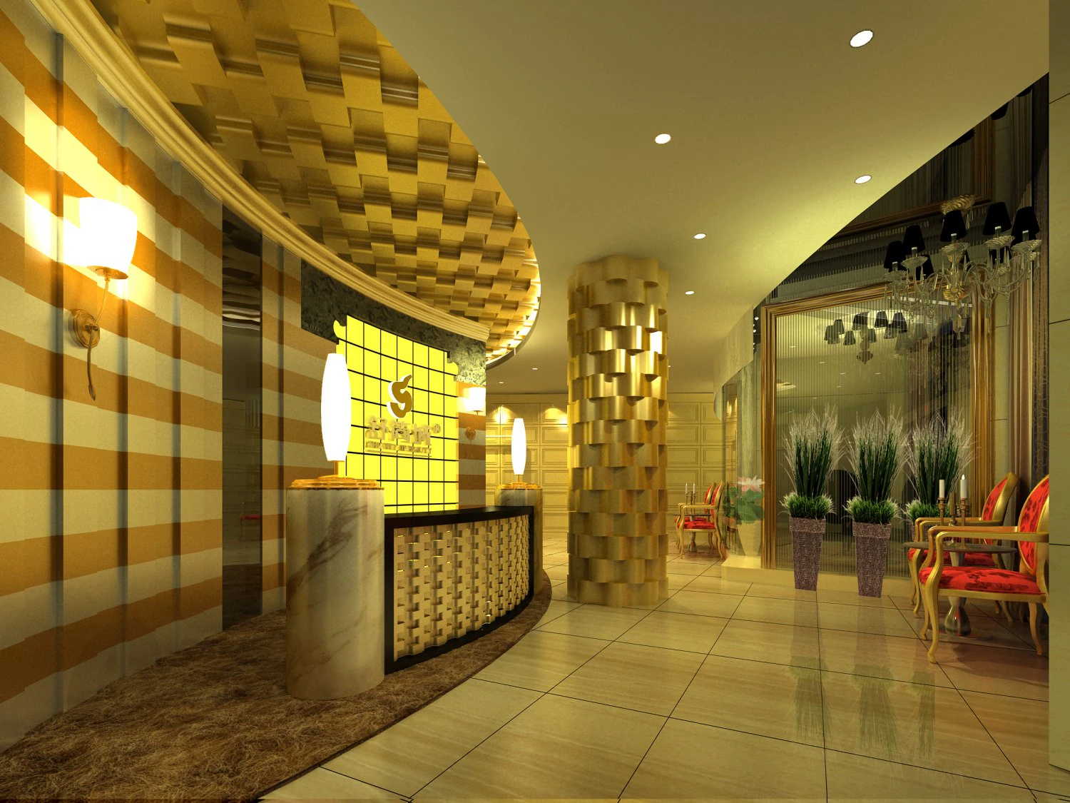 lobby space 036 3D Model .c4d .max .obj .3ds .fbx .stl .blend