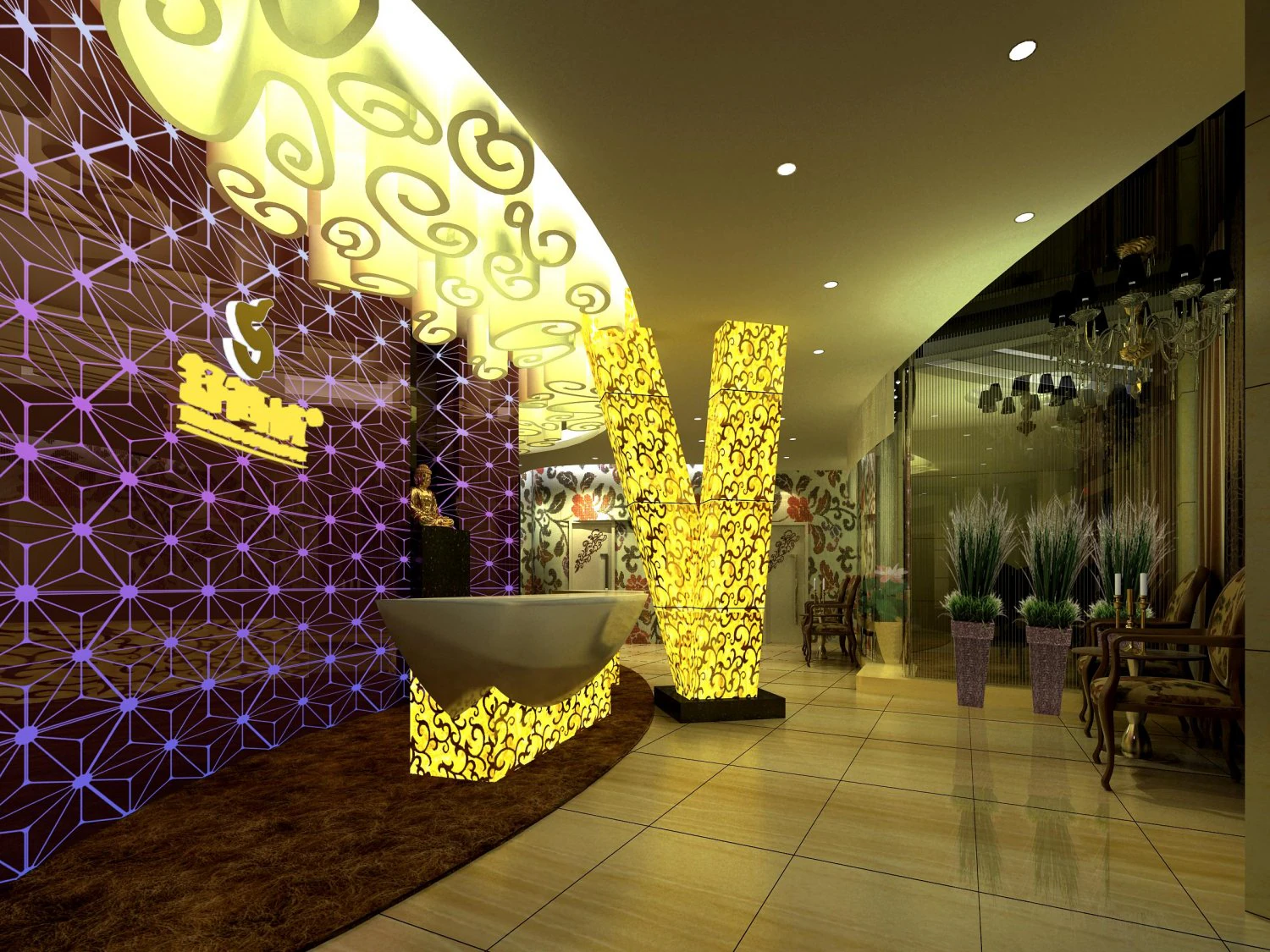 lobby spaces 173 3D Model .c4d .max .obj .3ds .fbx .stl .blend 