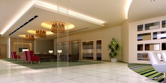 lobby space 216 3D Model .c4d .max .obj .3ds .fbx .stl .blend 