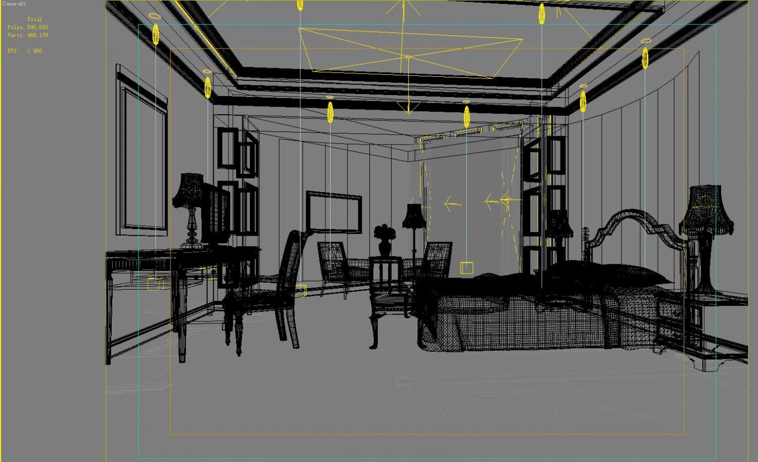 habitaci&oacute;n de invitados 021 Modelo 3D .c4d .max .obj .3ds .fbx .stl .blend 