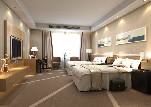 guest room 052 3D Model .c4d .max .obj .3ds .fbx .stl .blend
