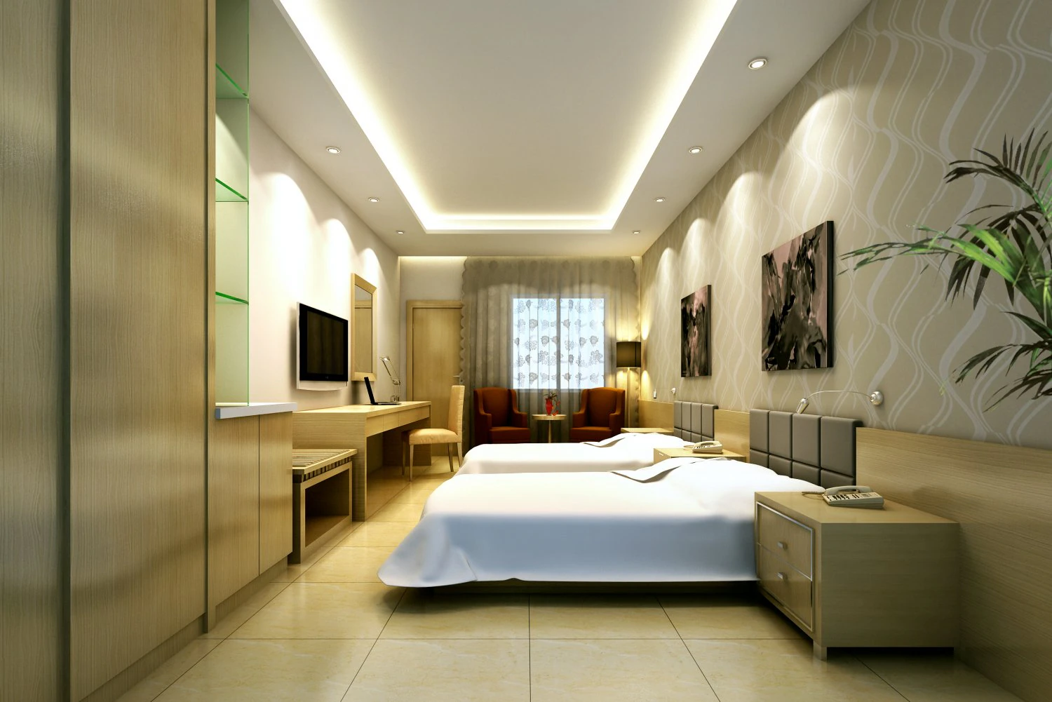 guest room 054 3D Model .c4d .max .obj .3ds .fbx .stl .blend 