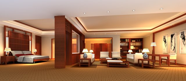 guest room 057 3D Model .c4d .max .obj .3ds .fbx .stl .blend