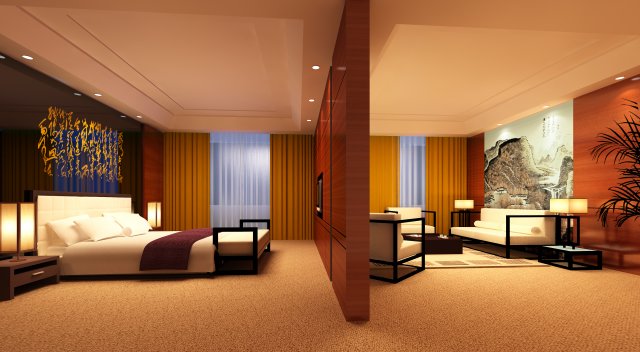 guest room 063 3D Модель .c4d .max .obj .3ds .fbx .stl .blend 