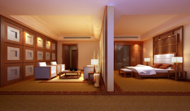 guest room 061 Model 3D .c4d .max .obj .3ds .fbx .stl .blend