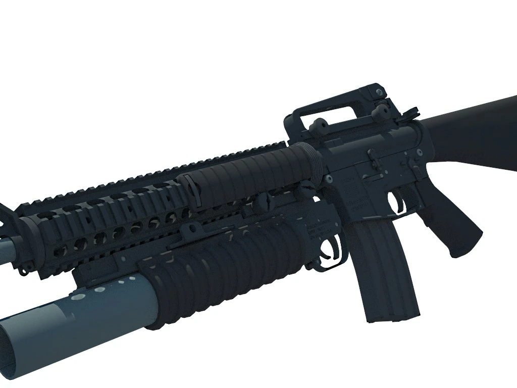 m16m203 assault rifle 3D Model .c4d .max .obj .3ds .fbx .stl .blend 