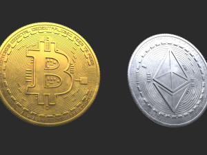Bitcoin and Ethereum Coins 3D Модель