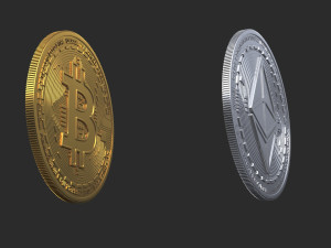 Bitcoin and Ethereum Coins 3D Модель