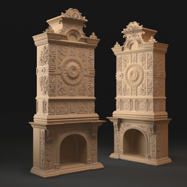Classic Fireplace 02 3D Modell .c4d .max .obj .3ds .fbx .stl .blend 