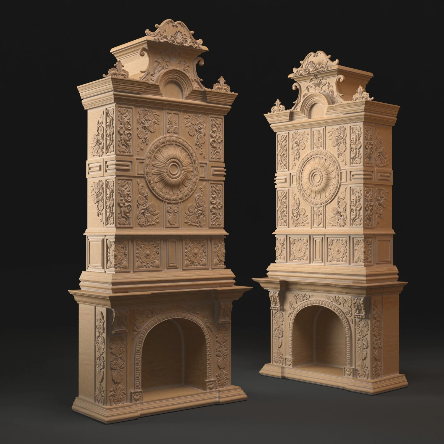 Classic Fireplace 02 3D Model .c4d .max .obj .3ds .fbx .stl .blend 