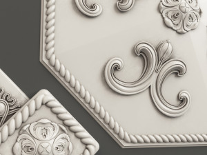 Rosette 1 octagonal ceiling medallion 3D 模型